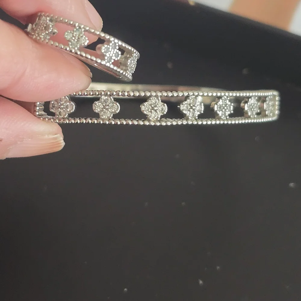 Elegant Dubai Jewelry Silver Women's Bracelet Set With Rjng